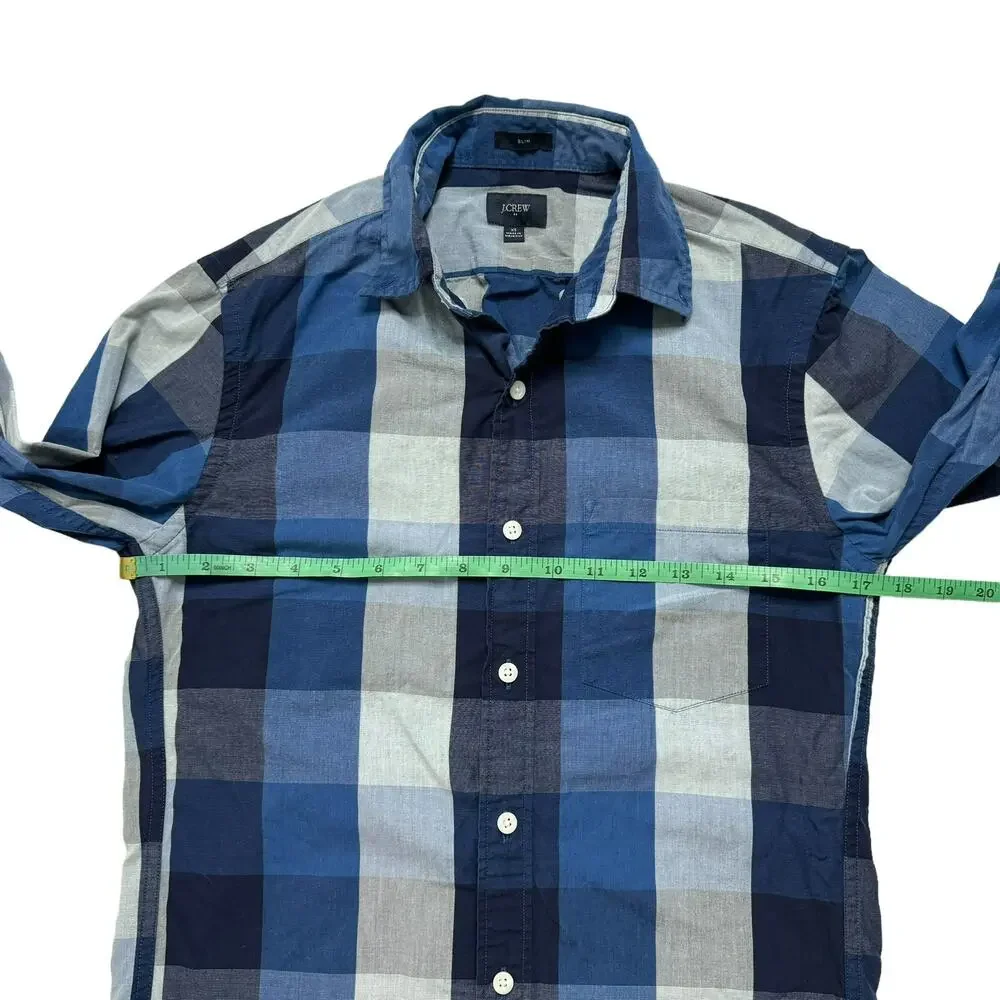 J.CREW Blue Gray Plaid Slim Washed Button Down Shirt Size XS Mens #06134